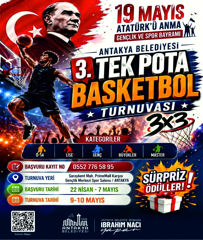 ANTAKYA BELEDİYESİ 3. TEK POTA BASKETBOL TURNUVASI 9-10 MAYIS’ta