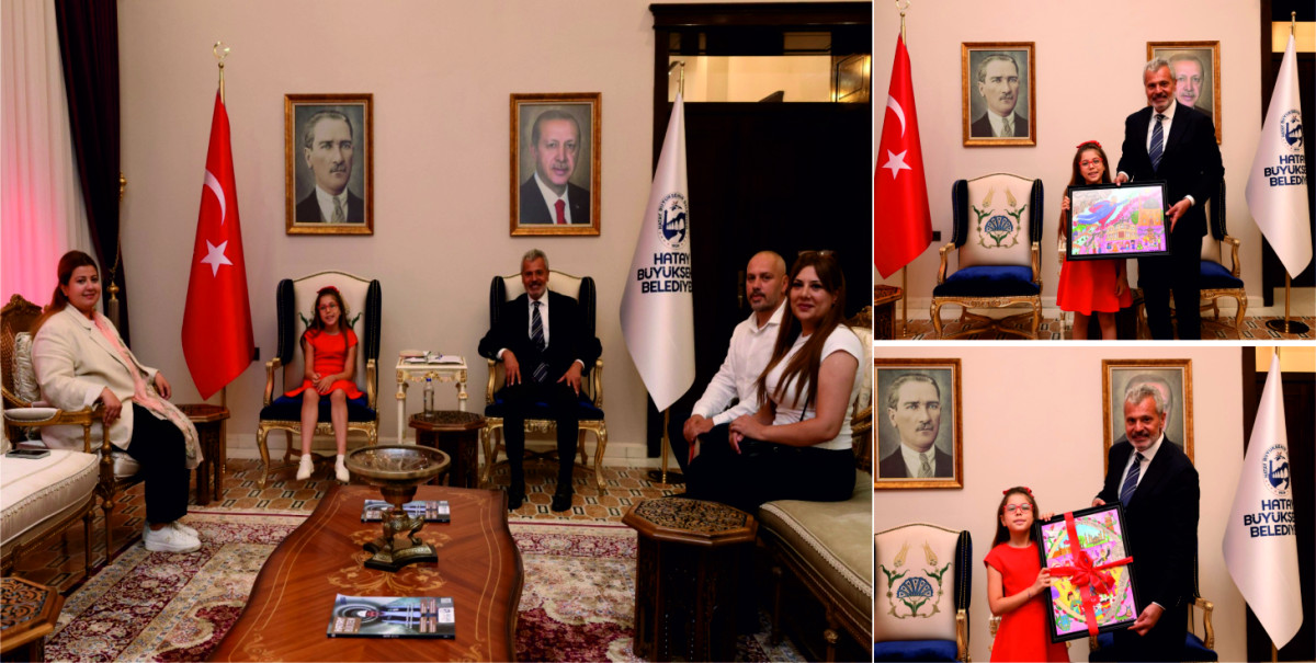 MİNİK RESSAM ASYA ALYANAK BAŞKAN ÖNTÜRK’ü ZİYARET ETTİ