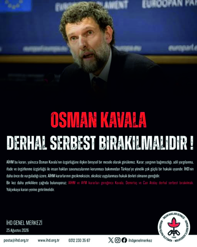 İHD: AİHM KARARI ACİLEN UYGULANMALIDIR!
