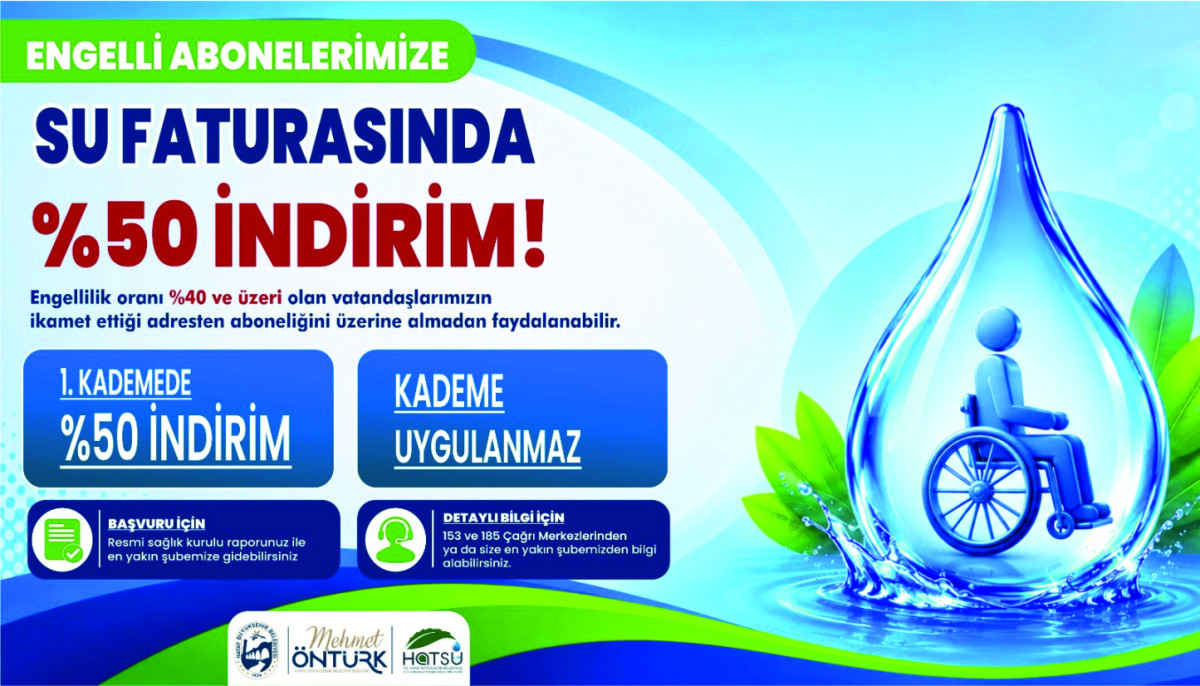 HBB’DEN ENGELLİLERE SU FATURASINDA YÜZDE 50 İNDİRİM
