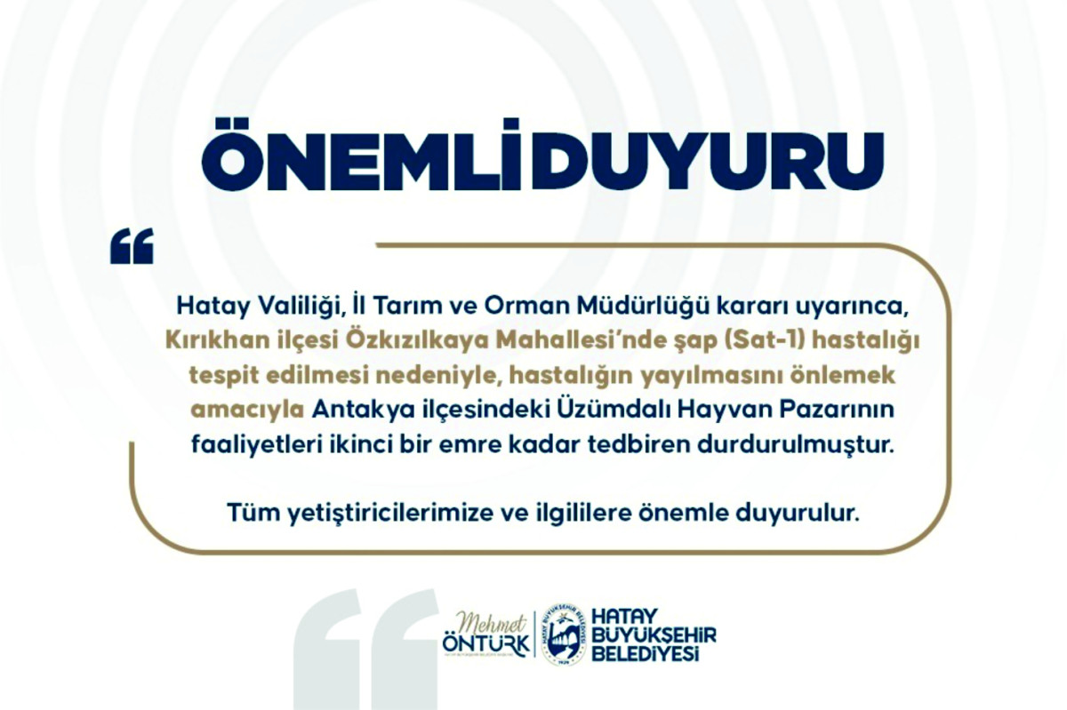ÜZÜMDALI HAYVAN PAZARINA ŞAP TEDBİRİ